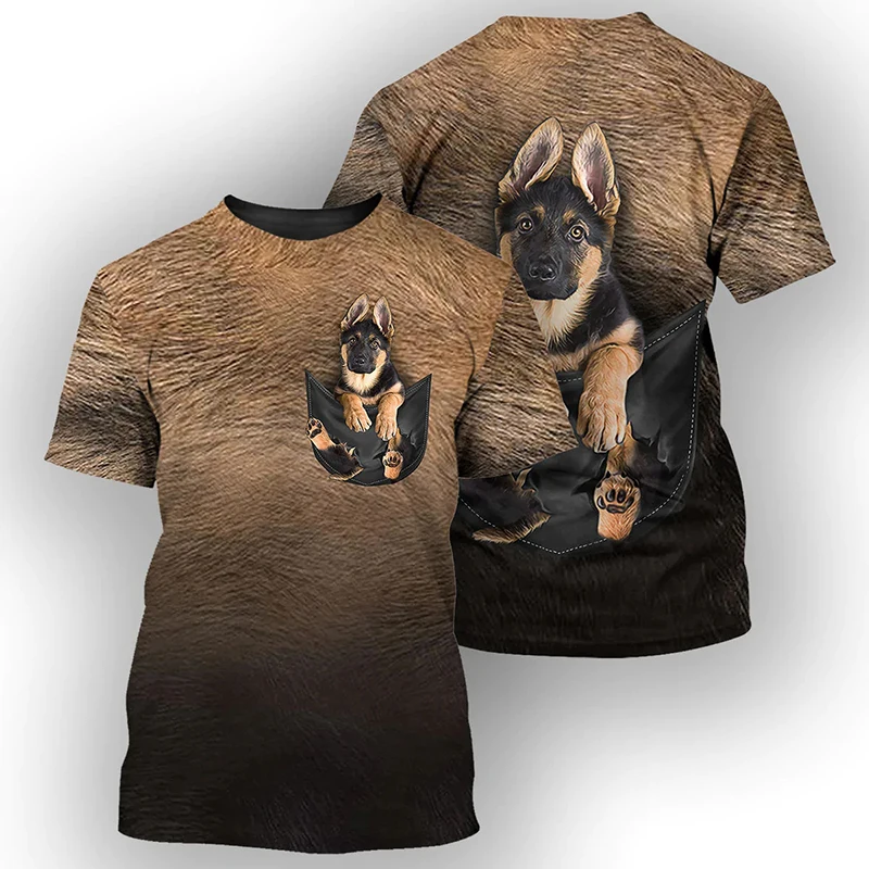 Hot Spring Sales 2023 Summer European and American Men’s T-Shirt Creative Fashion Dog Animal 3D Digital Print Round Neck Short S