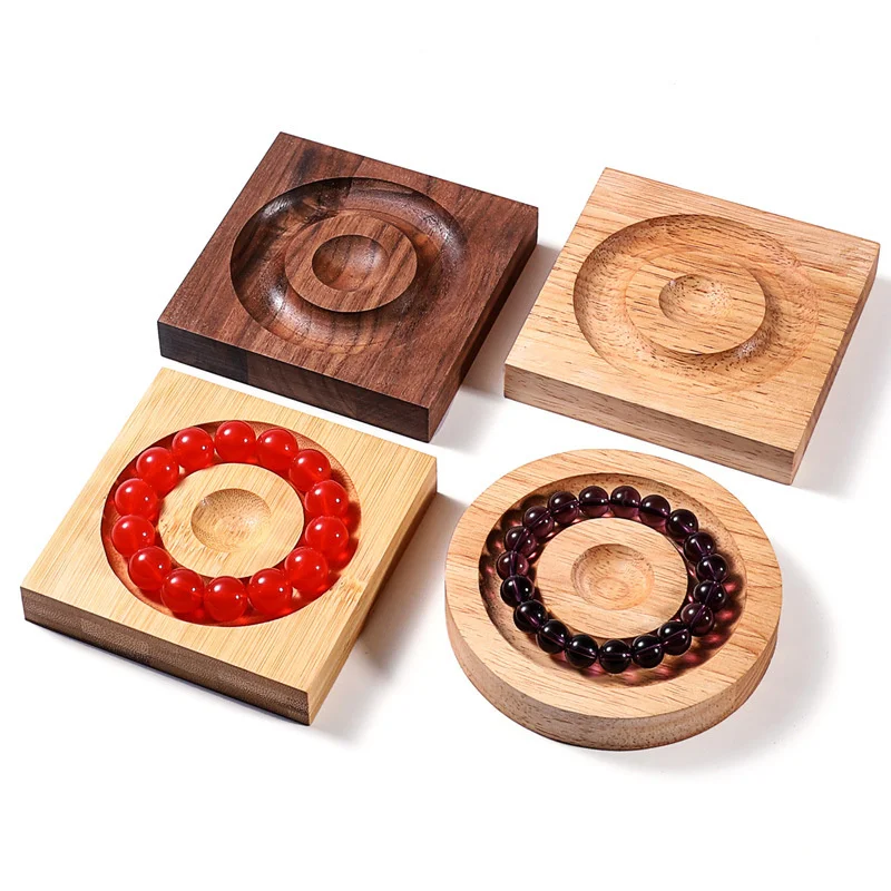 

Solid Wood Jewelry Tray Bracelets Rings Display Plate Beads Showcase Natural Board Organizer Crafts Gifts Jewelry Display Case