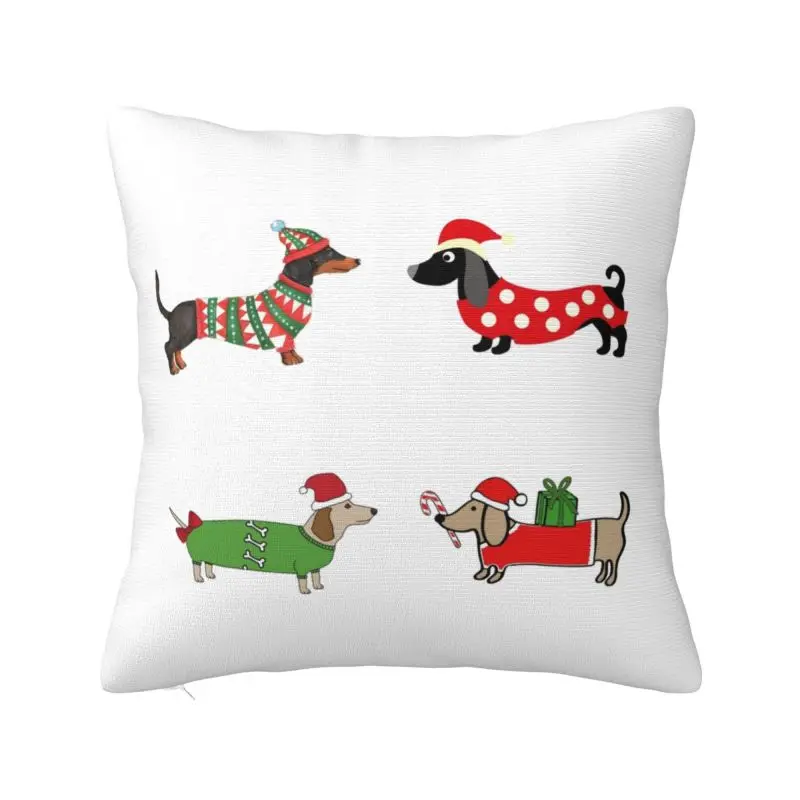 

Luxury Cute Christmas Santa Dachshund Sofa Cushion Cover Velvet Sausage Dog Mom New Year Holiday Bundle Pack Throw Pillow Case
