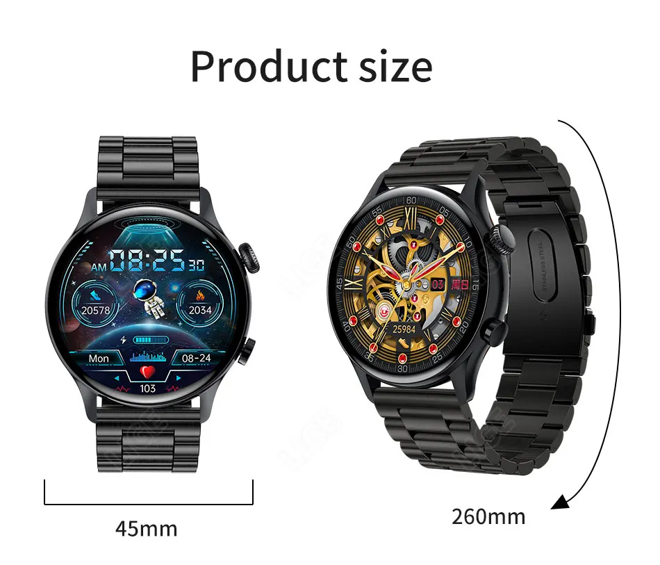 LIGE NFC Bluetooth Call Smartwatch Men 1.3 inch AMOLED 360*360 Screen Support Always On Display New Smart Watch Password Unlock