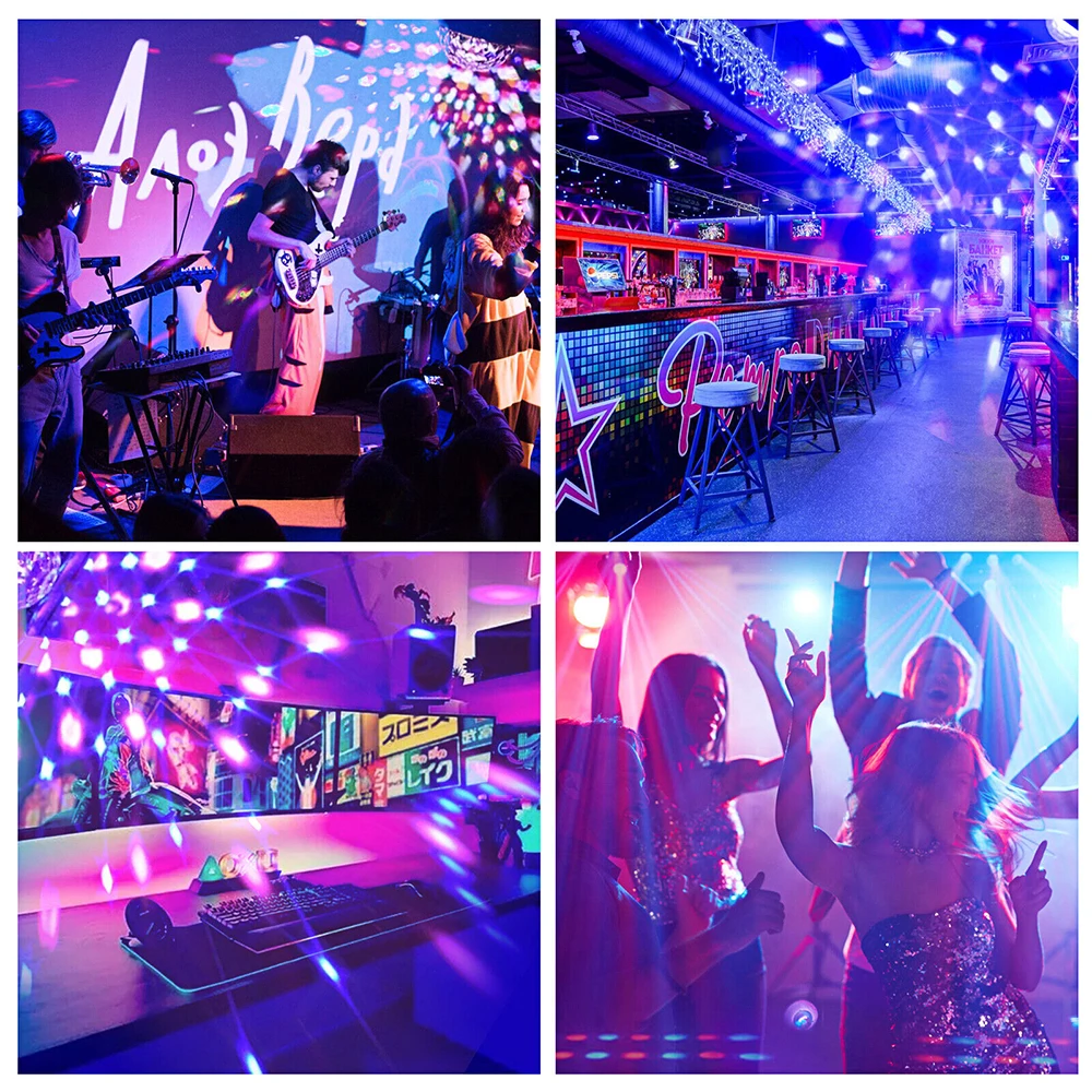 UV Disco Ball Lights LED Party Ambiance Lights DJ Bar Remote Stage Lights UV Plant Grow Lights Rotating Crystal Ball Lights