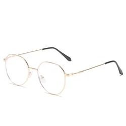 Unisex Classic Metal Round Blue Light Blocking Glasses - Transparent Frame (Gold)