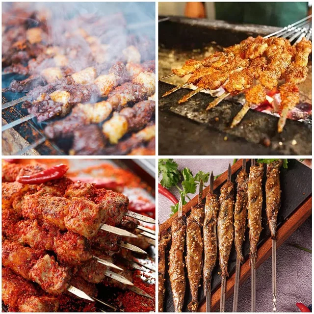 10Db Rozsdamentes Acél Grillszárny Újrafelhasználható Bbq Nyárs Kebab Vasbot Kültéri Kemping Piknik Szerszámok Főzési Szerszámokhoz - Image 3