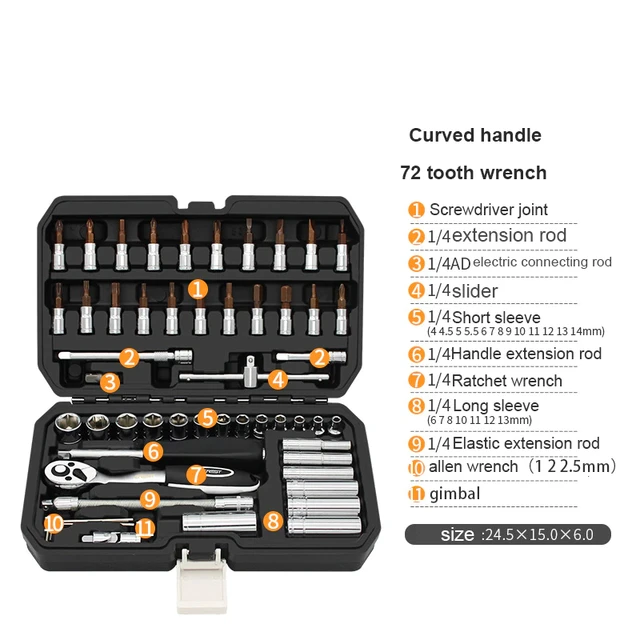 799/46pcs Tool Set Hand Tools Aluminum Trolley Case Tool Kit Wrenches  Spanners Hex Socket Inserts Bicycle Car Repairing Kit Tool - Hand Tool Sets  - AliExpress