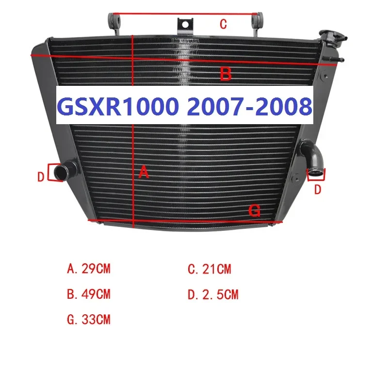 For Suzuki GSXR1000 GSX-R1000 07-08 2007 2008 Motorcycle Engine Radiator Motor Bike Aluminium Replace Parts Cooling Cooler
