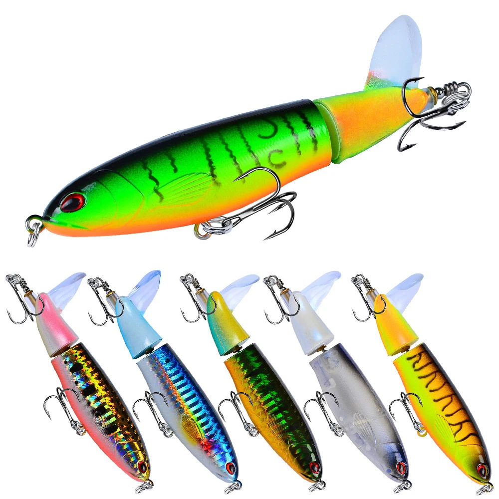 8 Pcs Set 11cm/14.5cm Topwater Fishing Lure Whopper Popper Bait Hard  Plopper Soft Rotating Tail Fishing Tackle Fishing Bait Kit