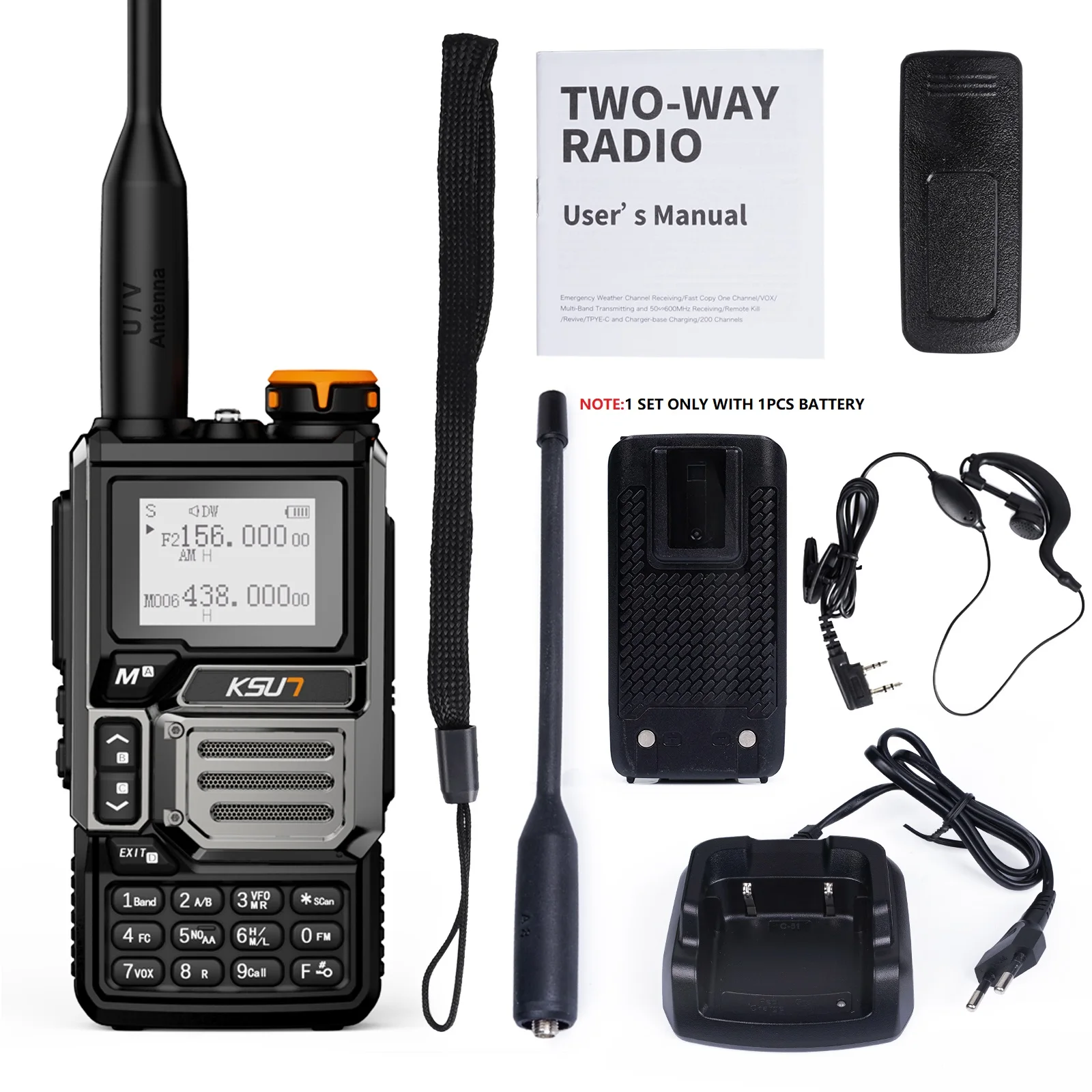 KSUT UV60D 5W Handheld Transceiver Walkie Talkie Long Range Ham Amateur Radio Stations AM FM Portable Radio Receiver Wireless