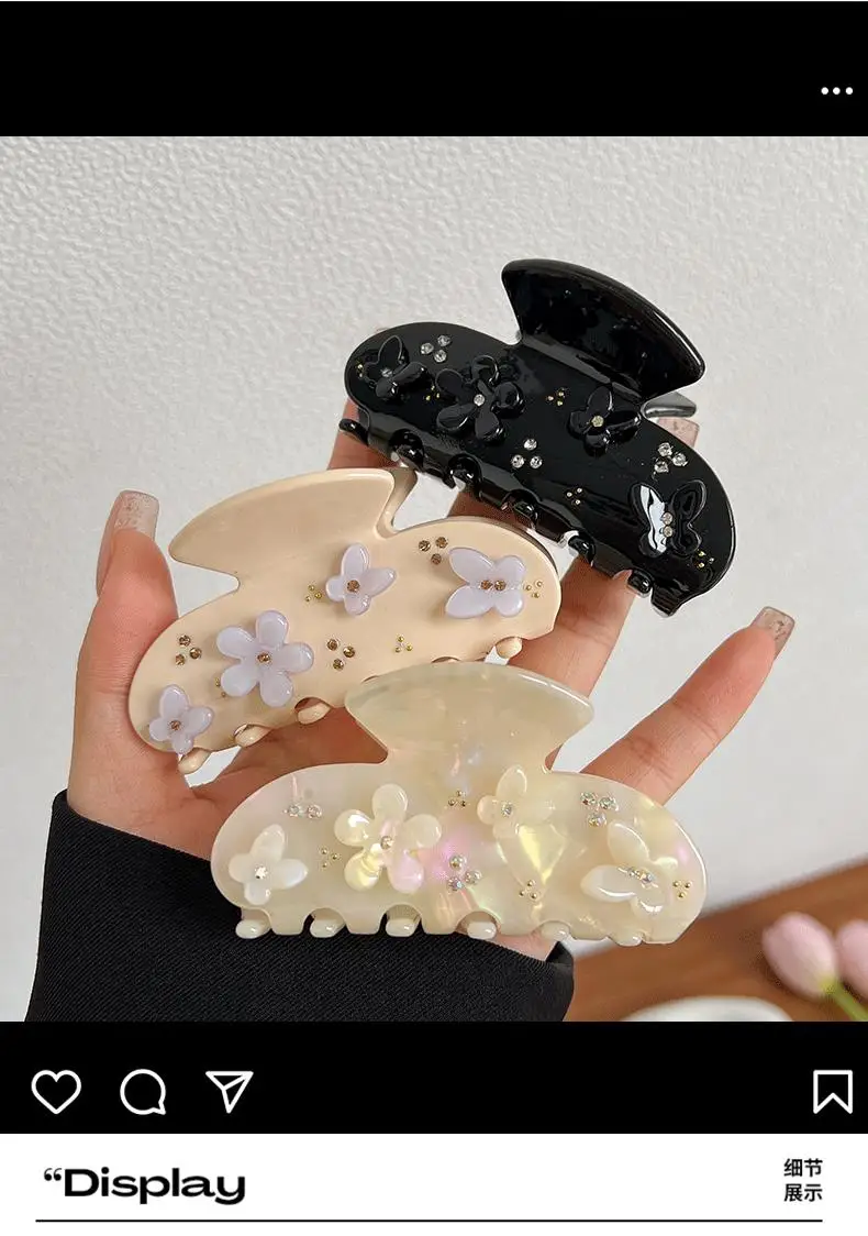 1 Stück Damen-Haarklammern, koreanisches Cottagecore, 3D-Blume, Diamant, süß, niedlich, modisch, Kawaii-Haar-Accessoires für Mädchen – Detail 2