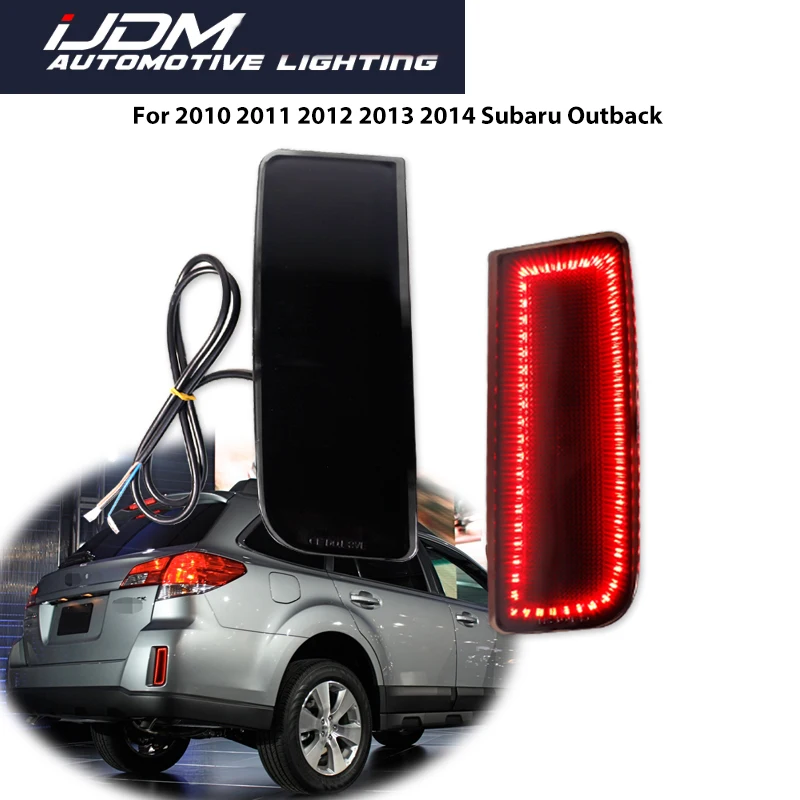 

For 2010-2014 Subaru Outback Smoked / Red Lens Red LED Rear Bumper Reflector Lights, Function as Tail / Brake & Rear Fog Lights