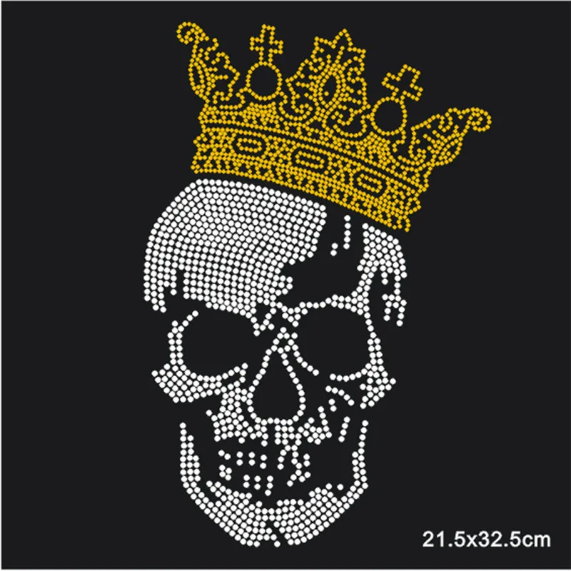 

Big crown skull hot fix rhinestone motif iron on crystal transfers design sticker fixing rhinestones sticker patches applique