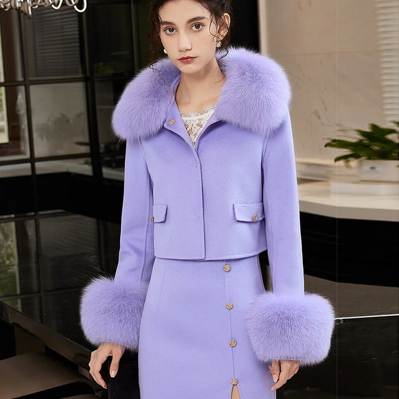 Winter Natürliche Fuchs Pelz Kragen Hals Wärmen Pelz Schals Frauen Pelzigen Pelz Schal Ärmeln Luxus Mantel Jcaket Weibliche Echtpelz Manschetten Set – Detail 15