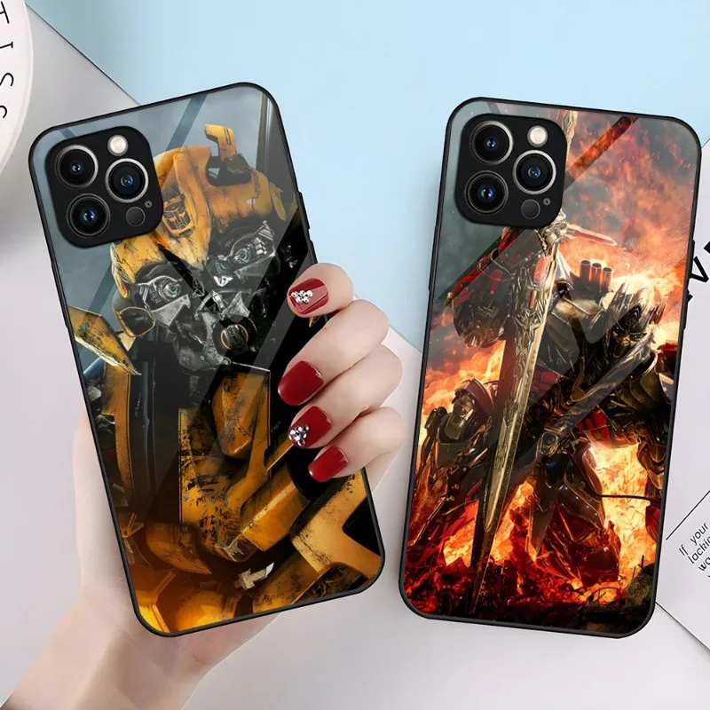 Transformers Autobot Custodia Per Telefono Per Iphone 14 Pro 12 13 11 Mini X Xs Xr Max 8 7 6 Plus Se 2020 Glass Luxury Back Cove