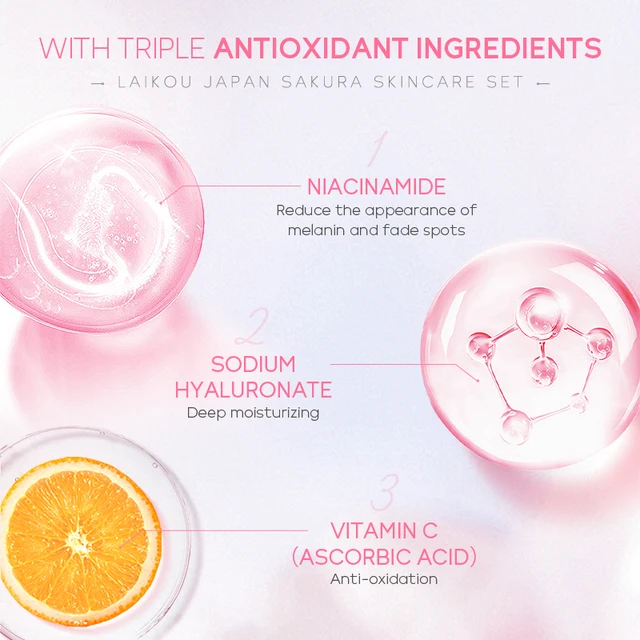 LAIKOU Japan Sakura Skin Care Set: Unlock Naturally Radiant Skin