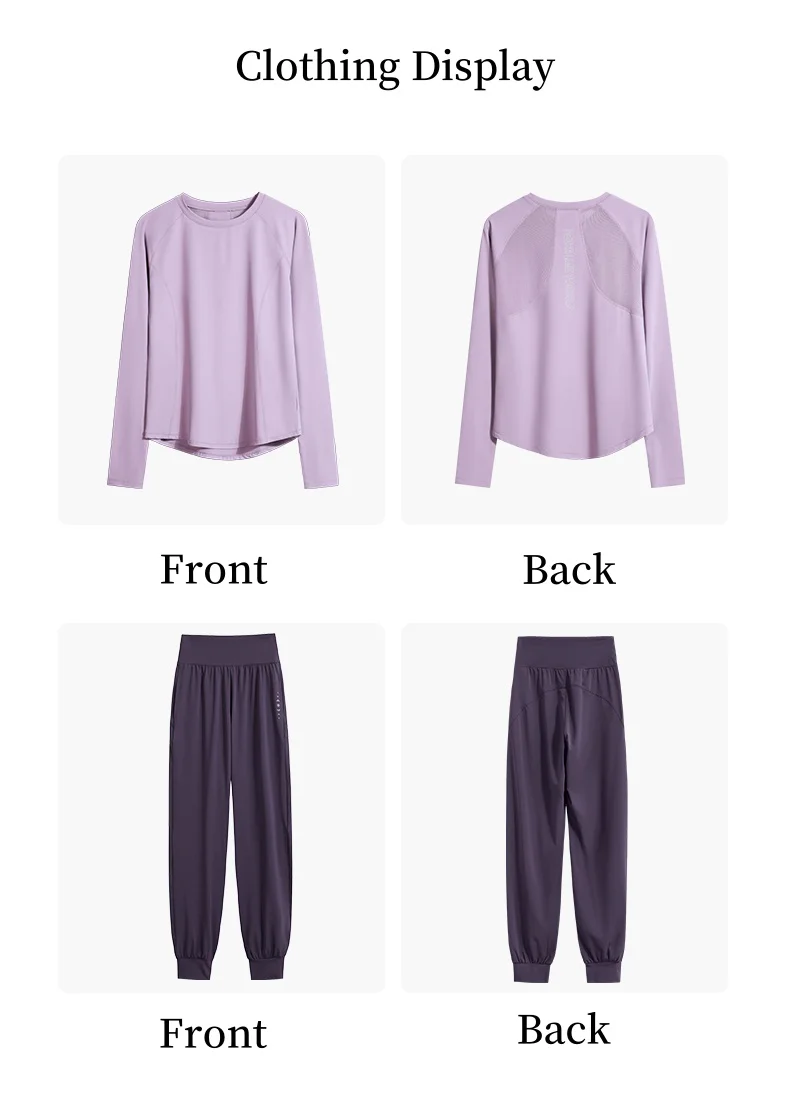 DRUR Damen-Laufset mit lockerer Passform, 2-teiliges Sportbekleidungs-Outfit, langärmelig, Fitnessstudio, Top, Jogginghose, Anzug, Herbst und Winter, neue Sportbekleidung – Detail 5