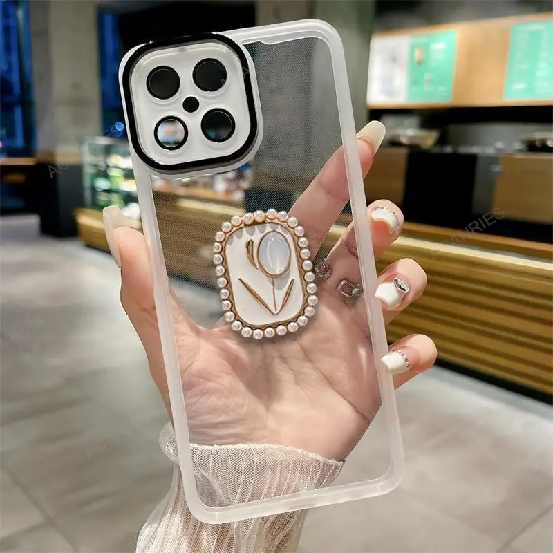 Pour Huawei Honor X8 X8a 4G 5G X7 X7a X7b X6 X6a X6s X5 Plus X9a X9b 90 Lite 50 support tulipe coque en silicone transparent X 8_voghion.com