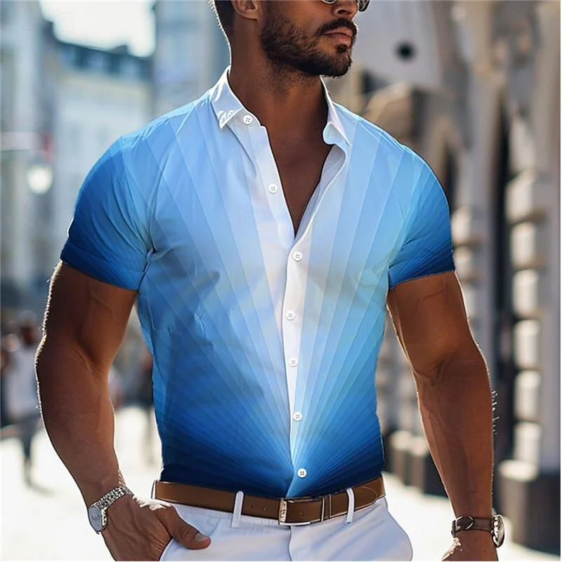 

Новинка 2024, рубашка с вращающейся апертурой и пуговицами, Повседневная рубашка с 3D Цифровым принтом, для отдыха, улицы, гавайская рубашка, трендовая рубашка