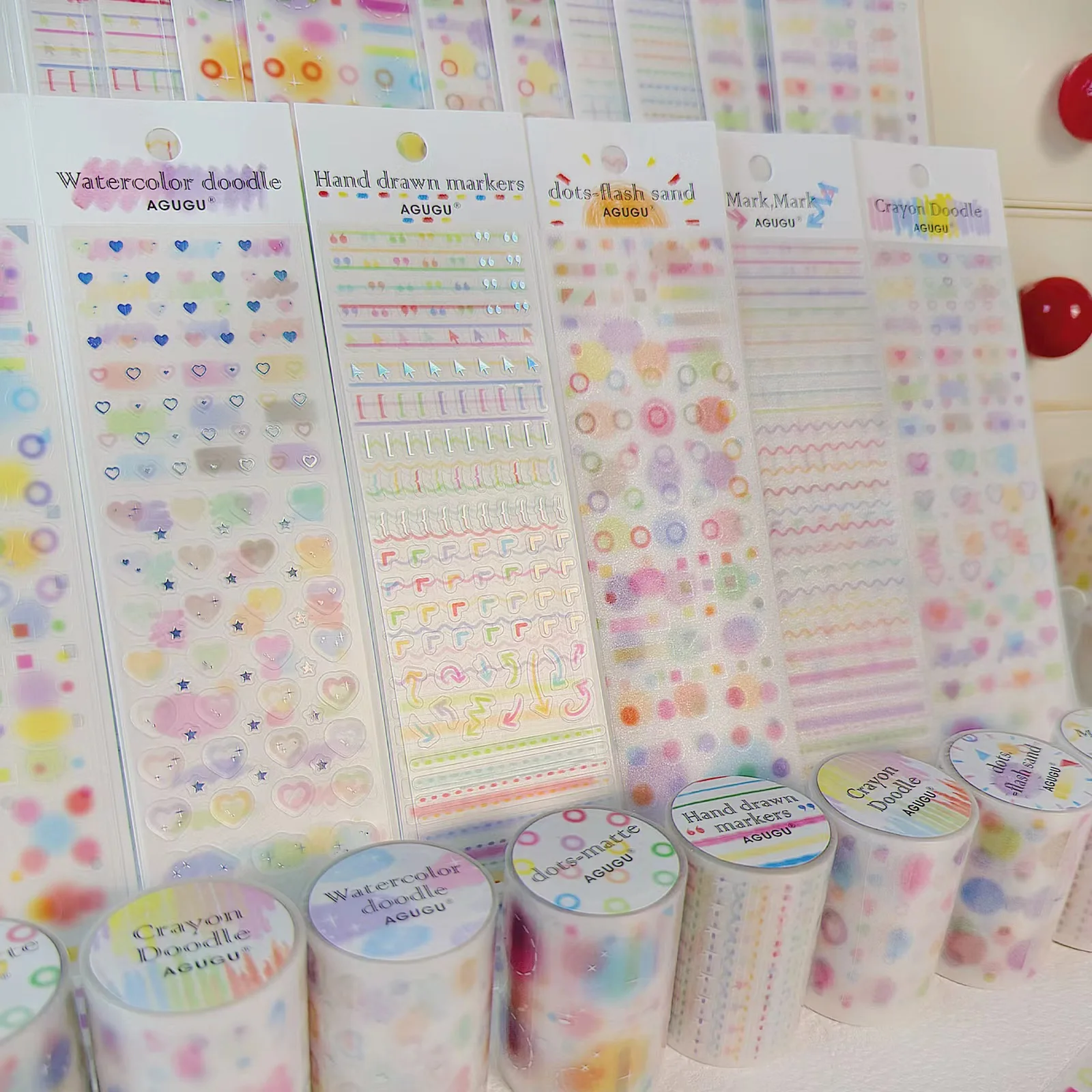 MINKYS Glittery Round Dot PET Decorative Tape Stickers Key Words Marker Sticker Journal DIY Tape Sticker Stationery - AliExpress 21