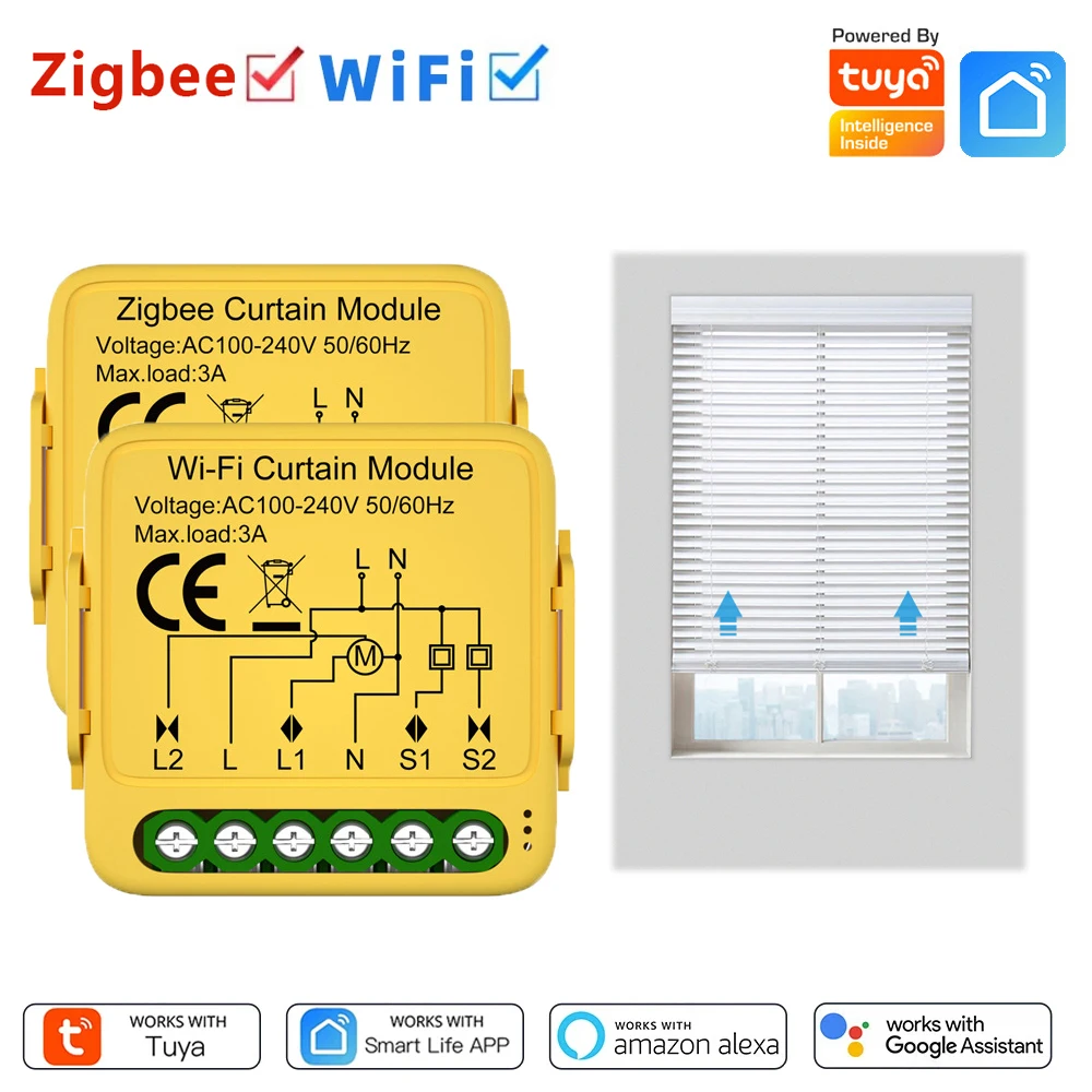 Tuya WiFi ZigBee Curtain Switch Module Blinds Roller Shutter Electric ...