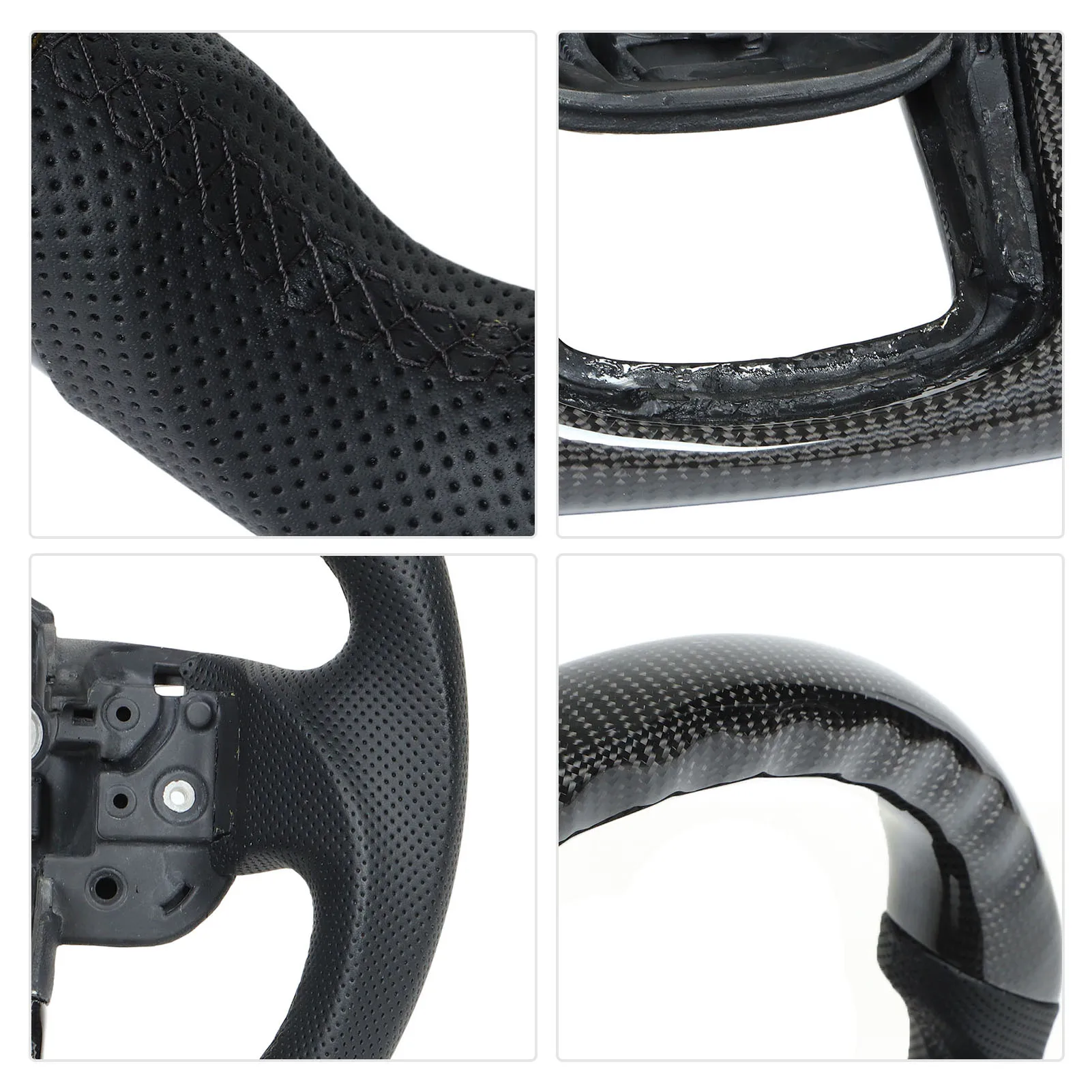 VOONKE Real Carbon Fiber Steering Wheel D-shaped With Red - View #11