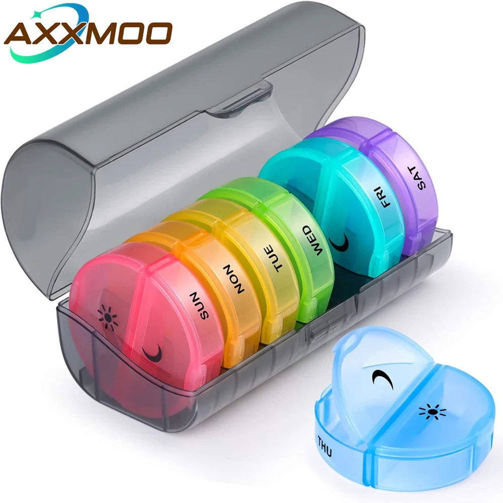 

Weekly Pill Organizer 7 Day 2 Times A Day, Large Daily Pill Box Easy To Open, BPA Free AM PM Pill Case for Medicine/Vitamin