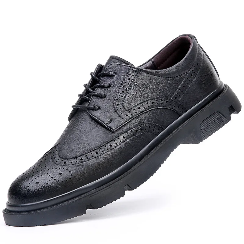 

British Cut Brock Men‘s Dress Shoes 2023 Autumn New Designer Big Size Cow Leather Shoe for Men Black Platform Shoes Male