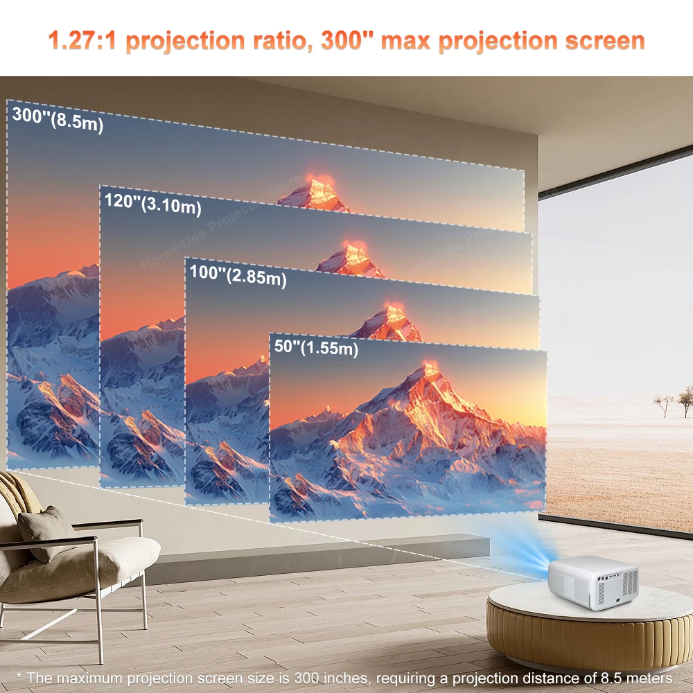 جهاز عرض FlixTone D9W Ultra Full HD 1080P 4K 3000...