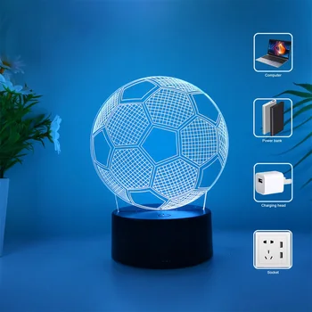 1 football 3D night light, Father's Day, holiday gift table light for family, atmosphere light, companion sleep light. 2