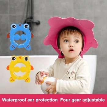 Adjustable Cartoon Baby Shampoo Cap Waterproof Splash Guard Bath Visor Hat Durable Infant Hair Wash Protection For Shower 1