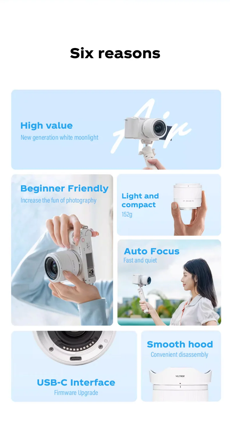 40mm F2.5 Air AF Full Frame Prime Portrait Lens for for Sony E zve10 II a7iv Fuj