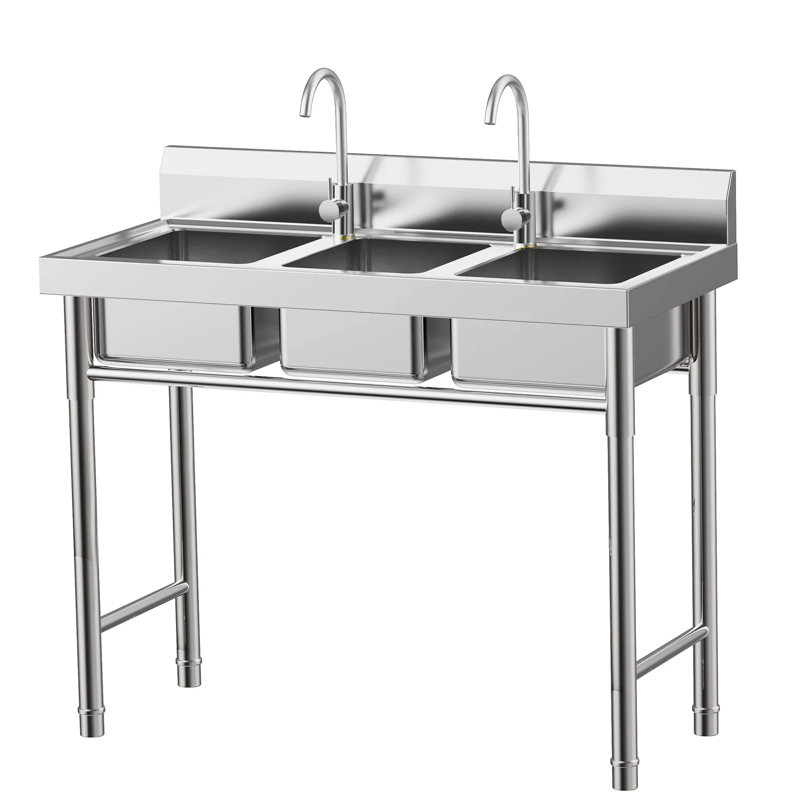 3-Compartment Utility Sink Stainless Steel Commercial Grade Laundry Tub Culinary Sink for Outdoor Indoor Laundry/Utility Room 3