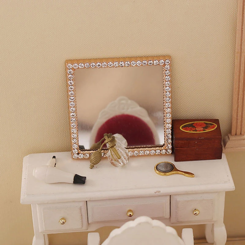 

1pc Kawaii Miniature Mirror Wall Room Doll House Mirror Dollhouse Decoration Accessories Furniture Life Scene Ornaments