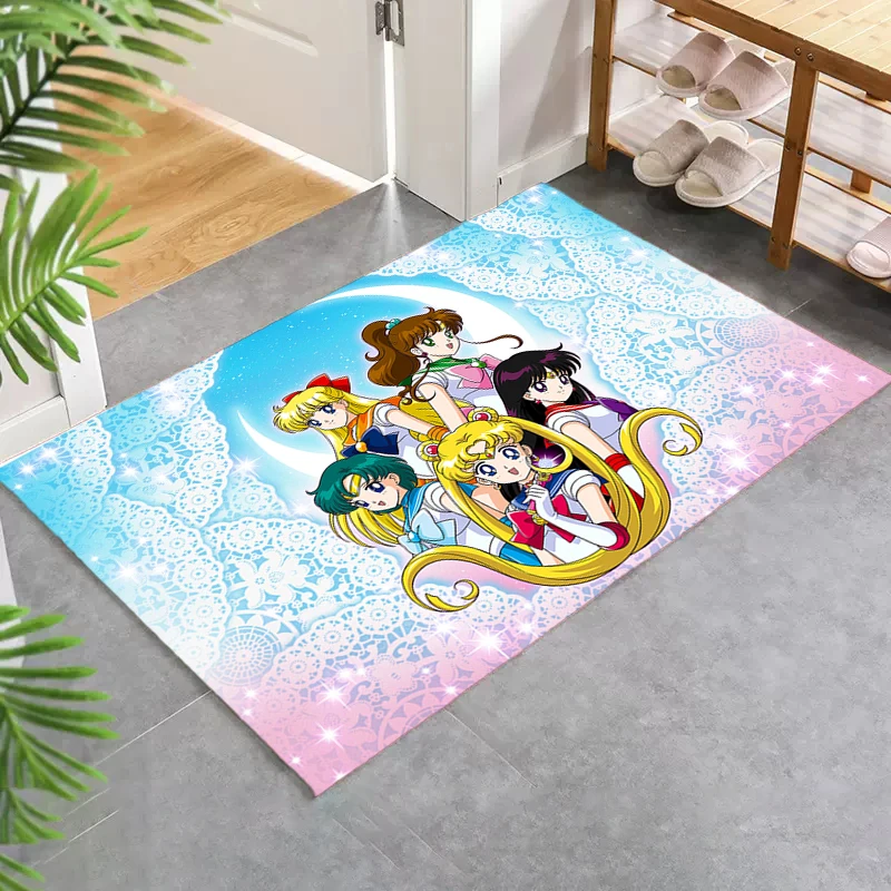 

Entrance Carpet Sailor Moon Bathroom Mat Living Room Home Decoration Mats Bedroom Anime Rug Washable Non-slip Kitchen Rug Custom