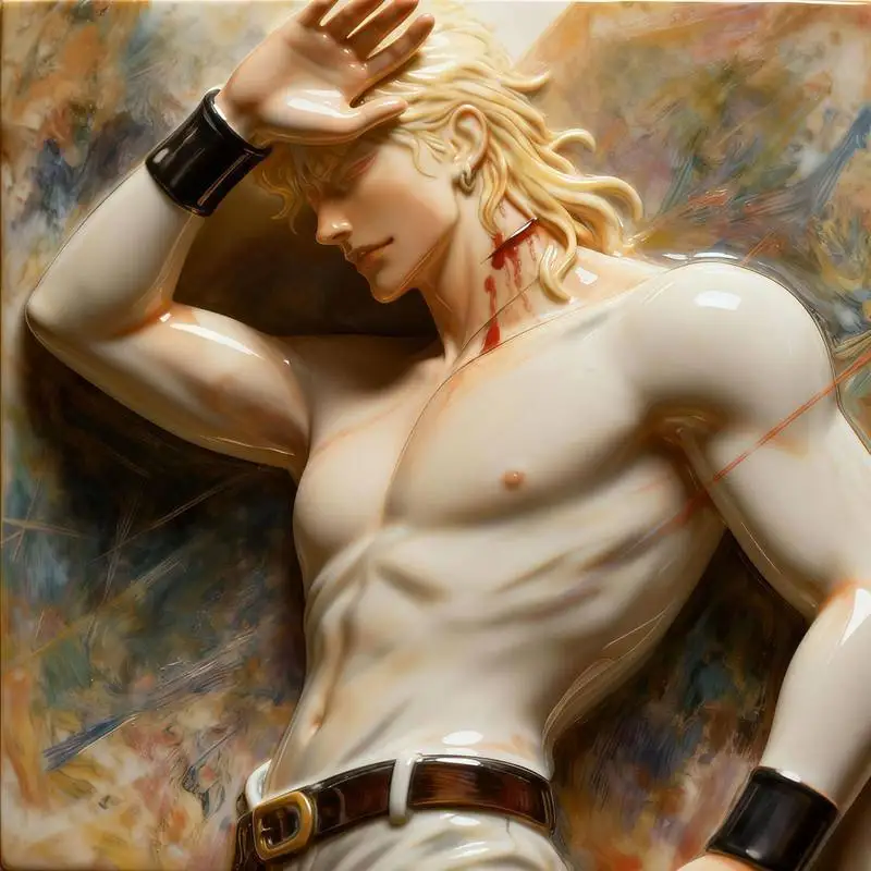 Exquisite 3D Ceramic Relief Badge: Giorno & DIO Authentic Collectible Magnetic Gift