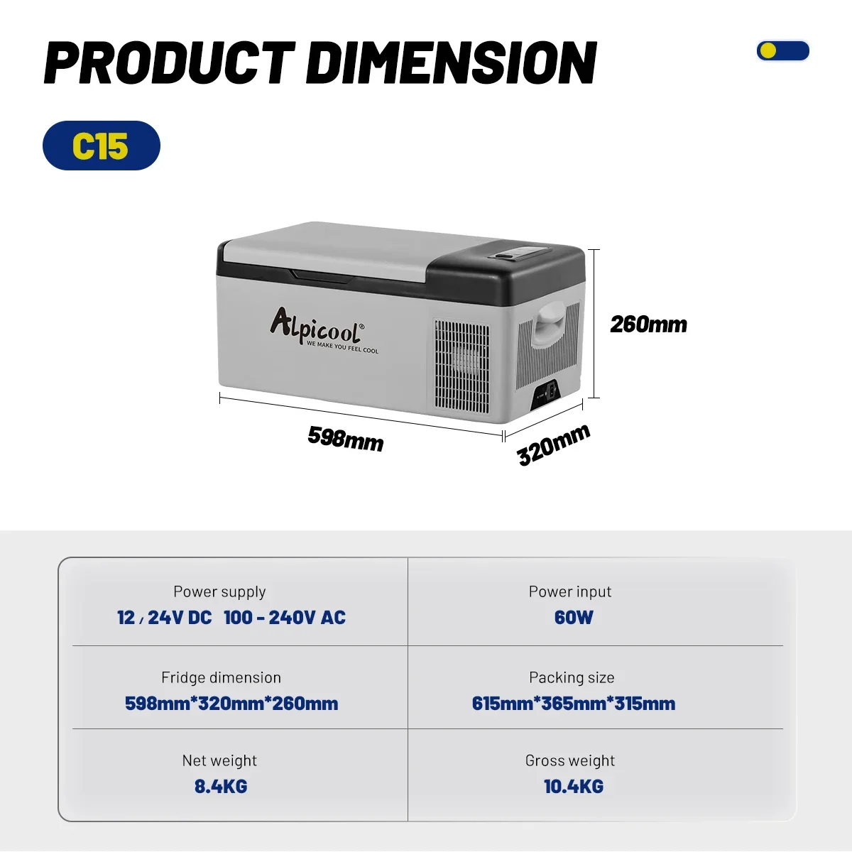 15L frosted surface design small fridge mini 12V24V fridge compressor removable door -20-20 ℃ refrigerator