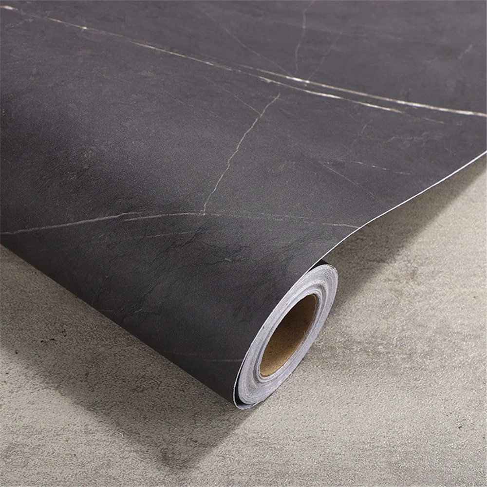 1/2/3m Thicken Matte Black PVC Marble Self-adhesive Wallpaper Wall Stickers Kitchen Oil-proof Desktop Furniture Film Home Decor black kitchen sink 304 stainless steel sink honeycomb large single slot thicken the sink scratch proof countertop basin