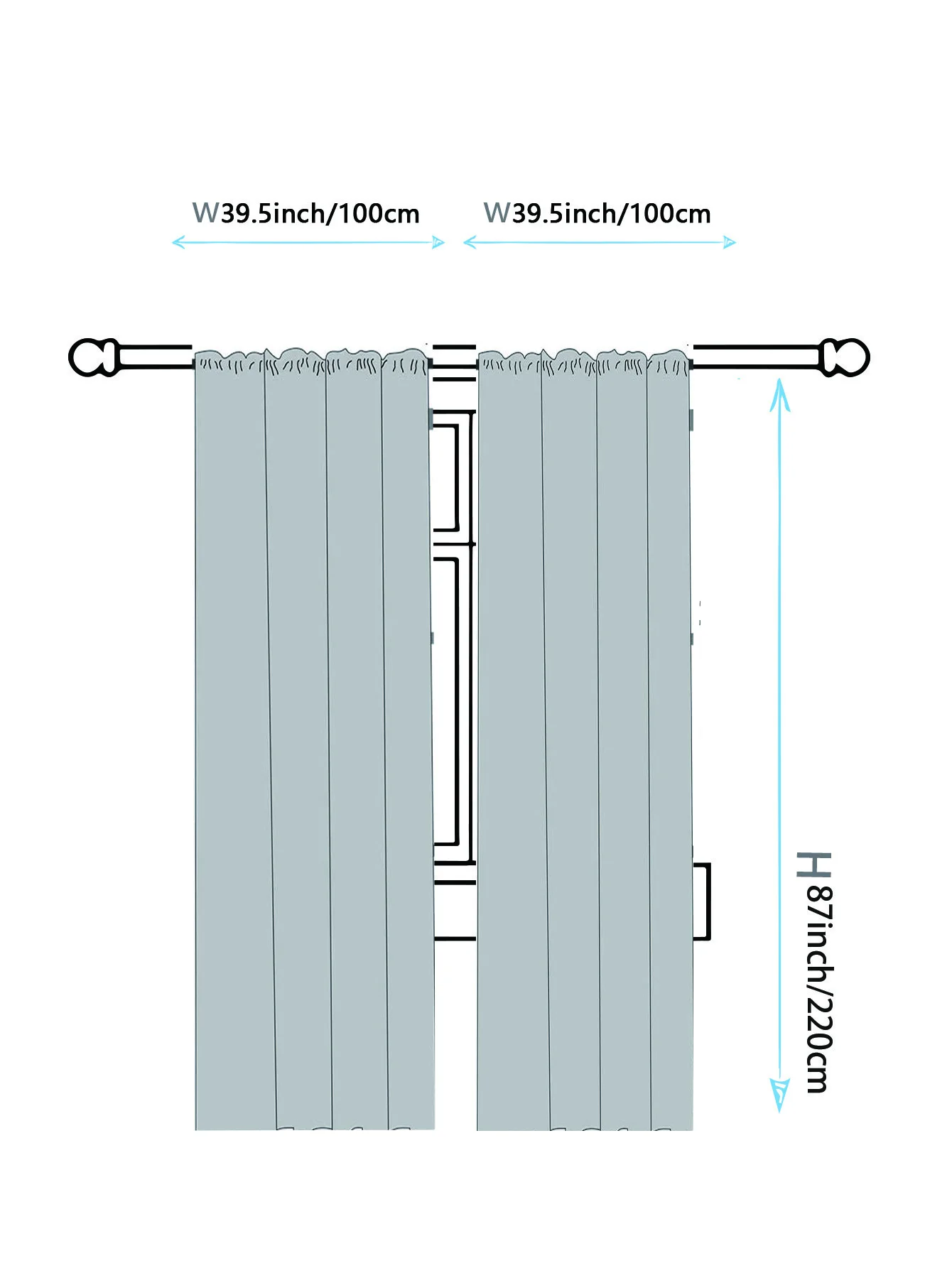 Two piece set of curtains, metal grommets. Dark brown, barn wooden door. Polyester, with dustproof and waterproof properties 5