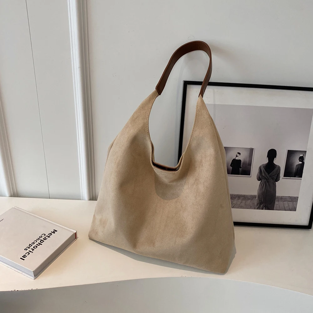 Women's Suede Hobo Shoulder Bag - Retro Tote Crossbody Bag For Travel & Work, Adjustable Strap, 10.2x6.3x2.7 Inches - View #5