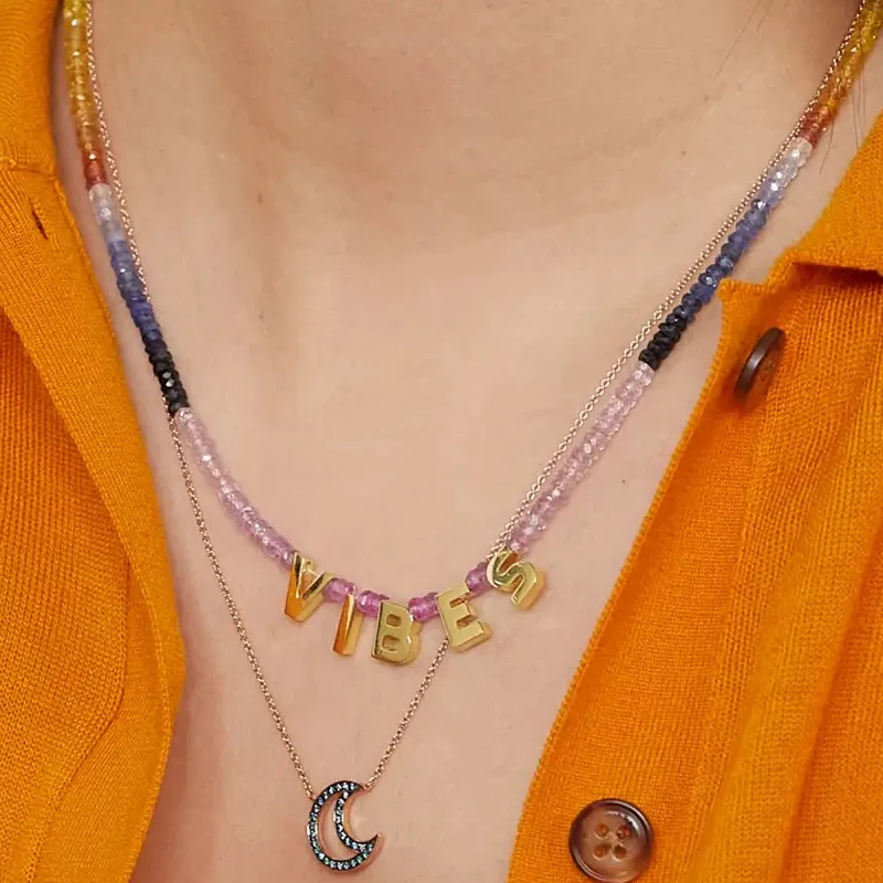 

Bohemian Faceted Colorful Stone Mix and Match Name Necklace Handmade Customized Stainless Steel Letter Jewelry Unique Gift