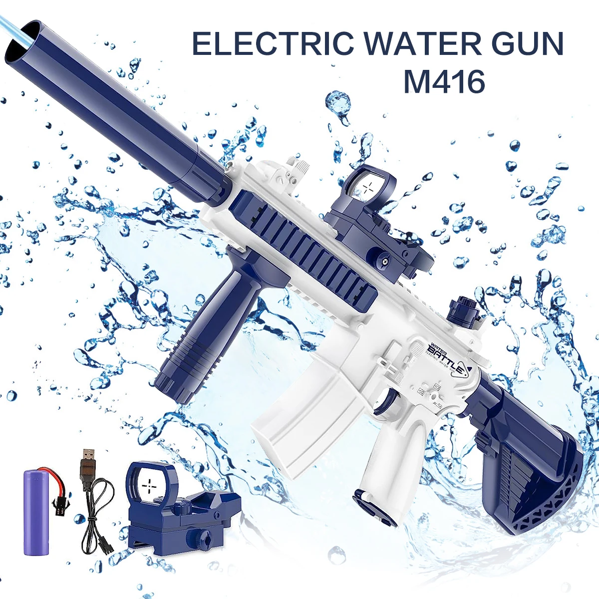 Water Guns M416 Electric Pistol Shooting Toy Full Automatic Summer Shoot Beach Outdoor Fun For Children Boys Girls Adults Gift