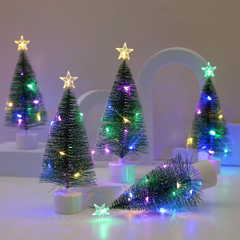 

2023 New Luminous Mini Christmas Trees Beautiful Small Artificial Xmas Trees Desk Decorations Christmas Home Decorations