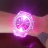 Luminous Personality Rhinestone Led Harajuku Korean Fashion Trend Male and Female Student Couple Jelly Quartz Watch Inteligente 1