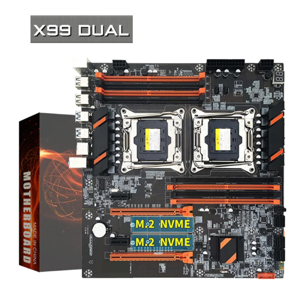 X99 Scheda Madre Dual CPU M.2 LGA 2011 V3 E-ATX USB3.0 SATA3 8 DIMM DDR4 Sostegno Xeon processore slot 2011-3