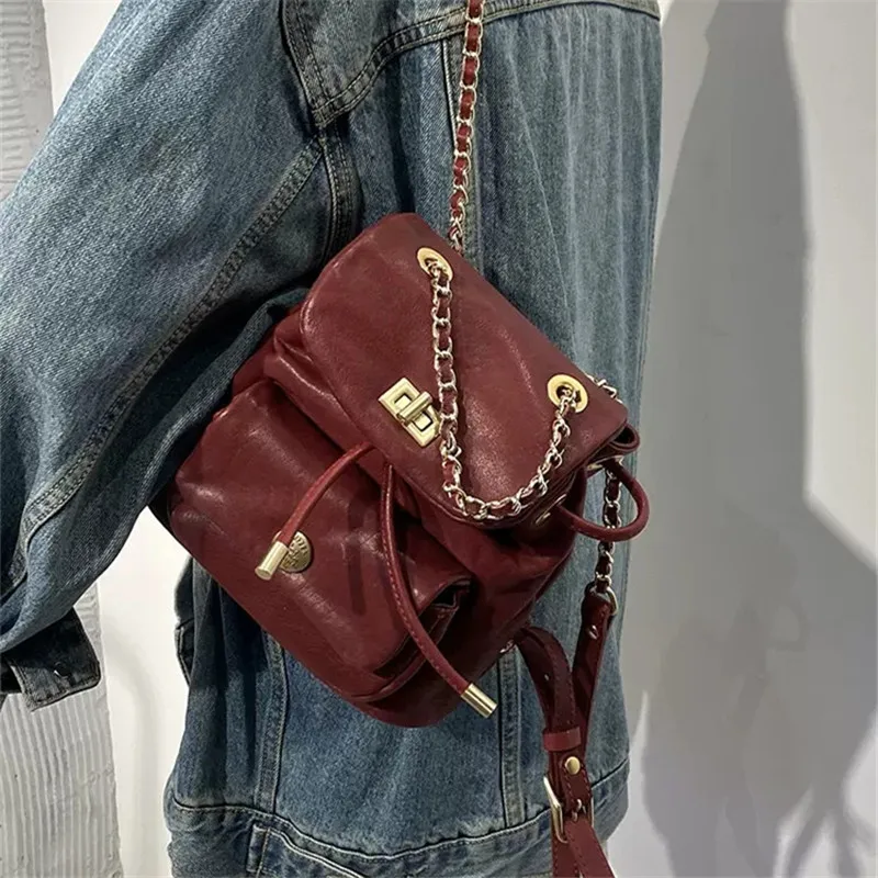 Vintage high-quality first layer cowhide women's backpack designer handmade weekend outdoor travel natural soft cowhide bagpack 6