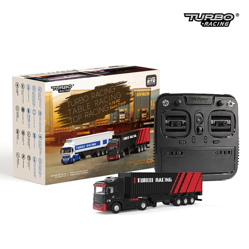 In Stock! Turbo Racing C50 T 1/76 Remote Control Container C50 Truck New Chassis Simulation Horn RC Car Toy C50-C Accessory Kit 2