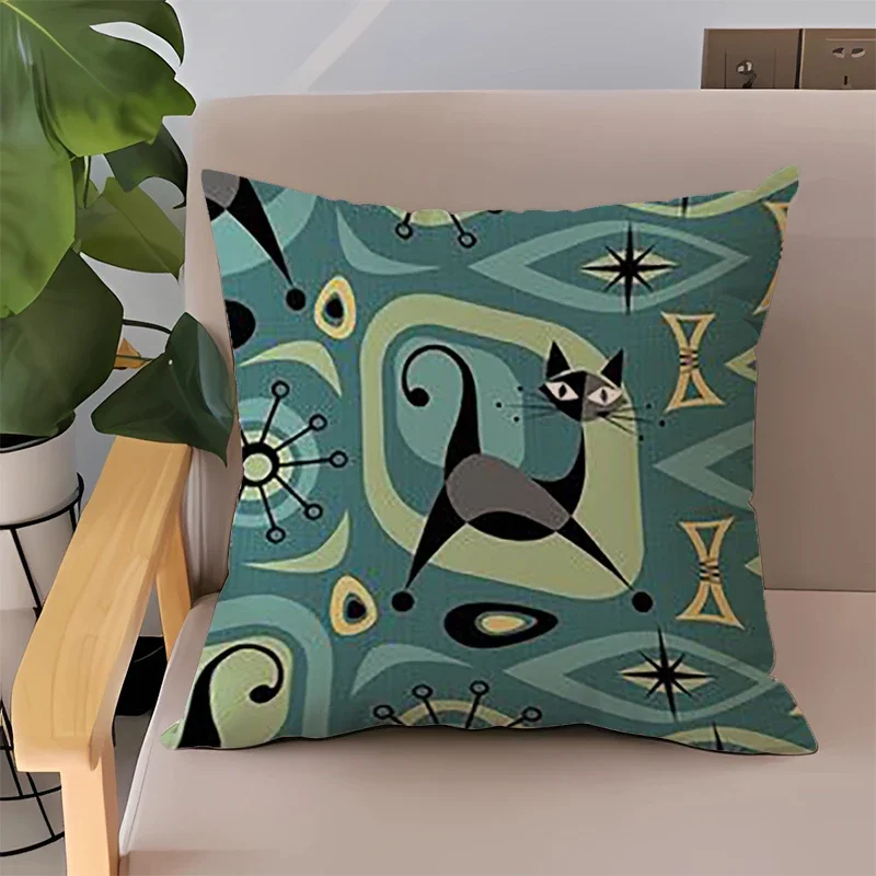 

Cushion Cover Pillowcases 50x50 Halloween Black Cat Couch Pillows Sofa Pillow Car Bed Cushions Double-sided Printing Short Plush