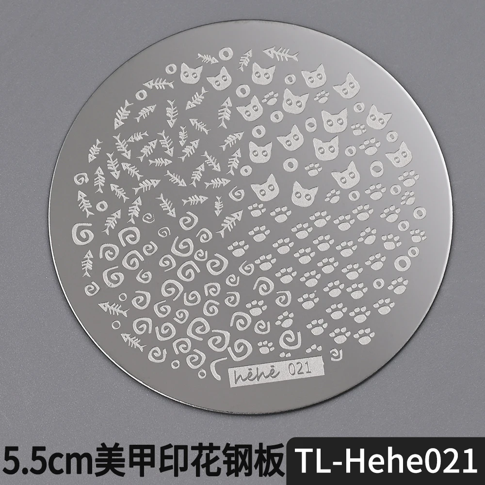 네일 아트 템플릿 5.5cm 라운드 스탬핑 플레이트 나비 꽃 레이스 잎 스트라이프 디자인 스탬프 플레이트 이미지 스텐실 인쇄 도구