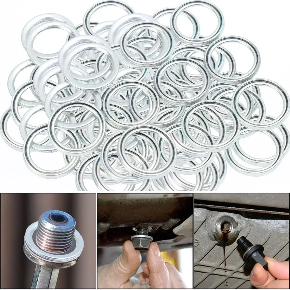 Oil Drain Plug Gasket Oil Drain Plug Seal Washer O Ring Gasket Sealing Washers Engine Gasket Set Copper Gasket Combination Iron Car Oil Pan Gasket Rear Axle Housing Filler Plug Car Transmission Drain Plug Leakproof Sealing Washer 1215710010 For Toyota