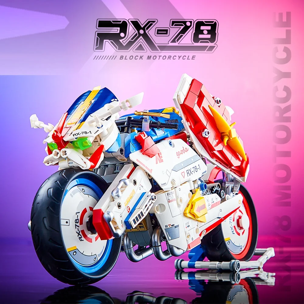 

1055PCS Famous Racing Technical Motorcycle Car Model Building Blocks RX-78 Speed Expert Motorbike Bricks Toy Children Kids Gifts