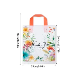Floral Thank You Gift Bags with Handles - Set of 10 Premium Plastic Tote Bags - As photo (Style B)
