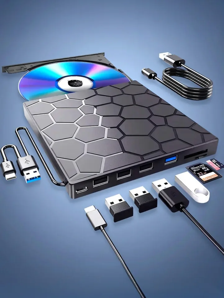 Portable 7 in 1 External DVD Player USB Drive